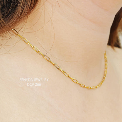 Senyda 14K Solid Gold Paperclip Chain Necklace