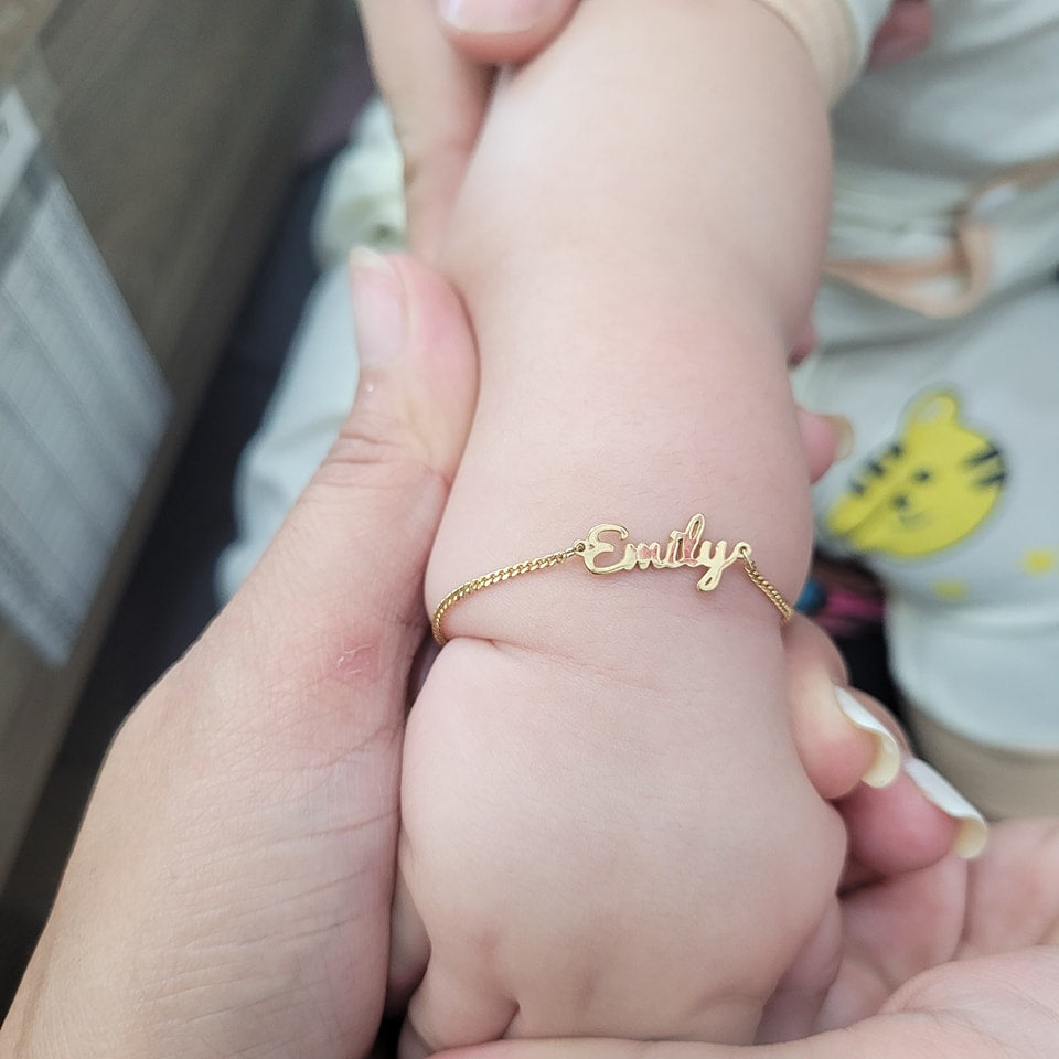 Custom Name Bracelets for Baby Kids Sterling Silver 925 6 10 Characters Dainty Chain Bracelet