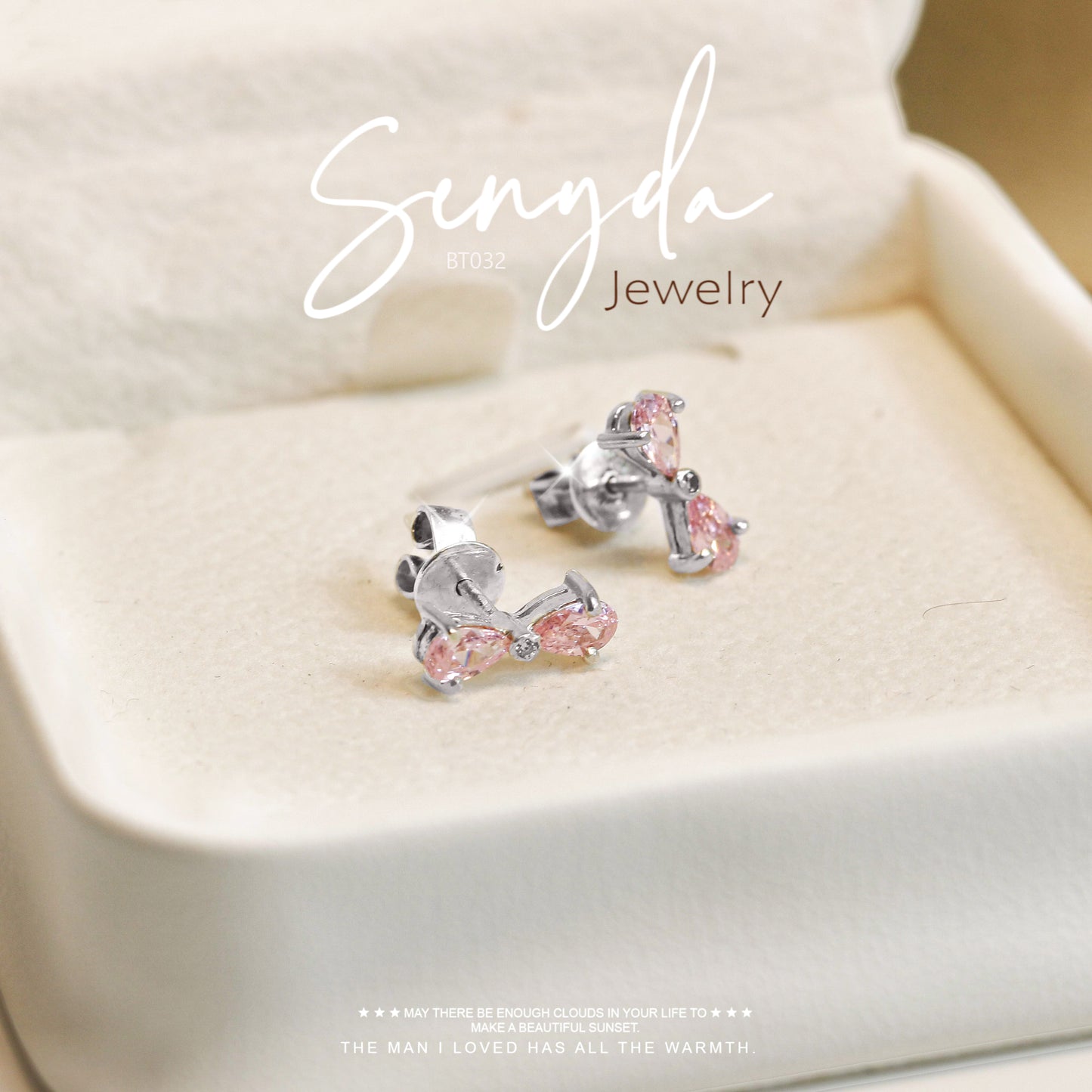 Sterling Silver 925 Colourful Bow Stud Earrings