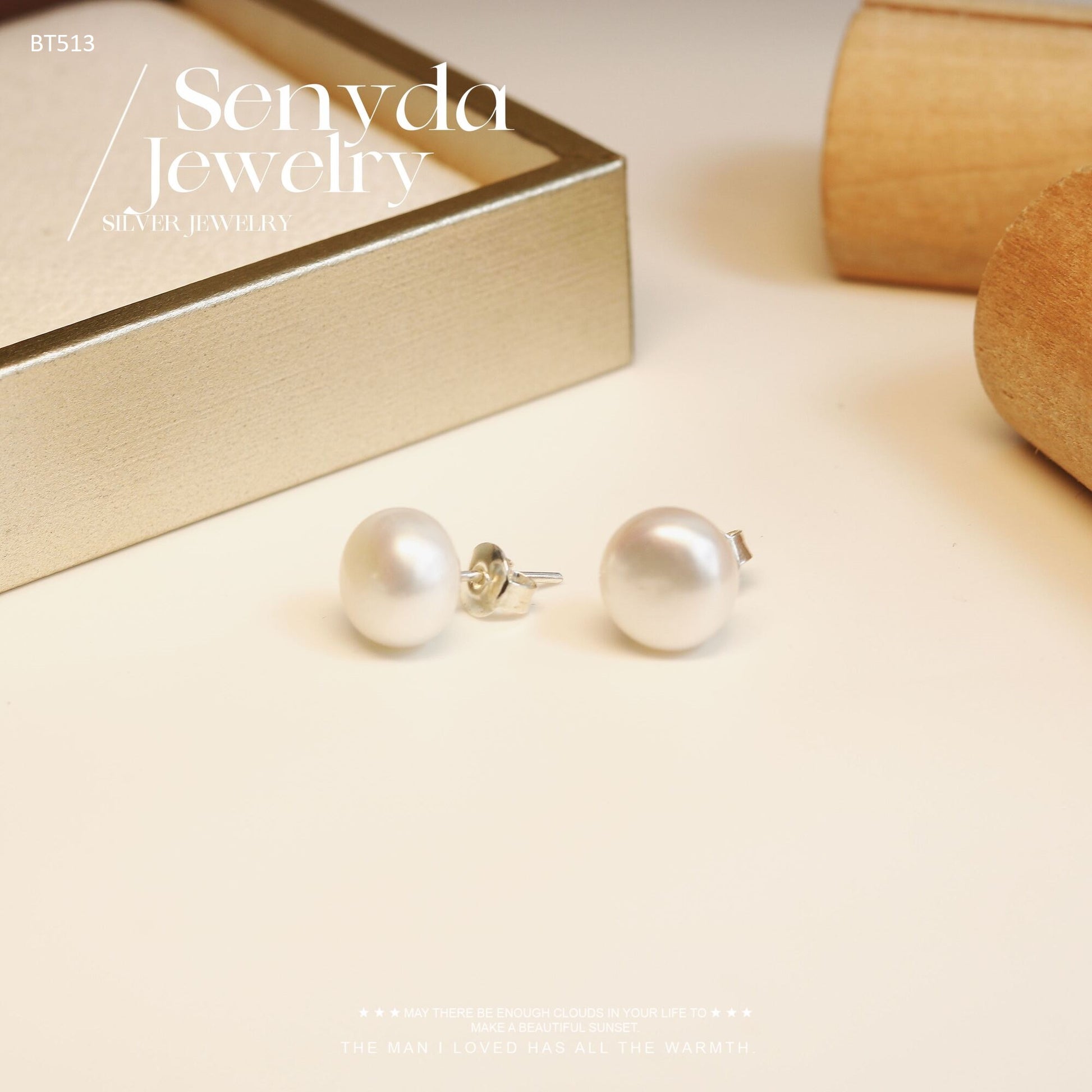 Sterling Silver 925 Pearl Stud Earrings