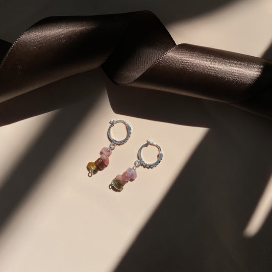 Sterling Silver 925 Tourmaline Hoop Earrings