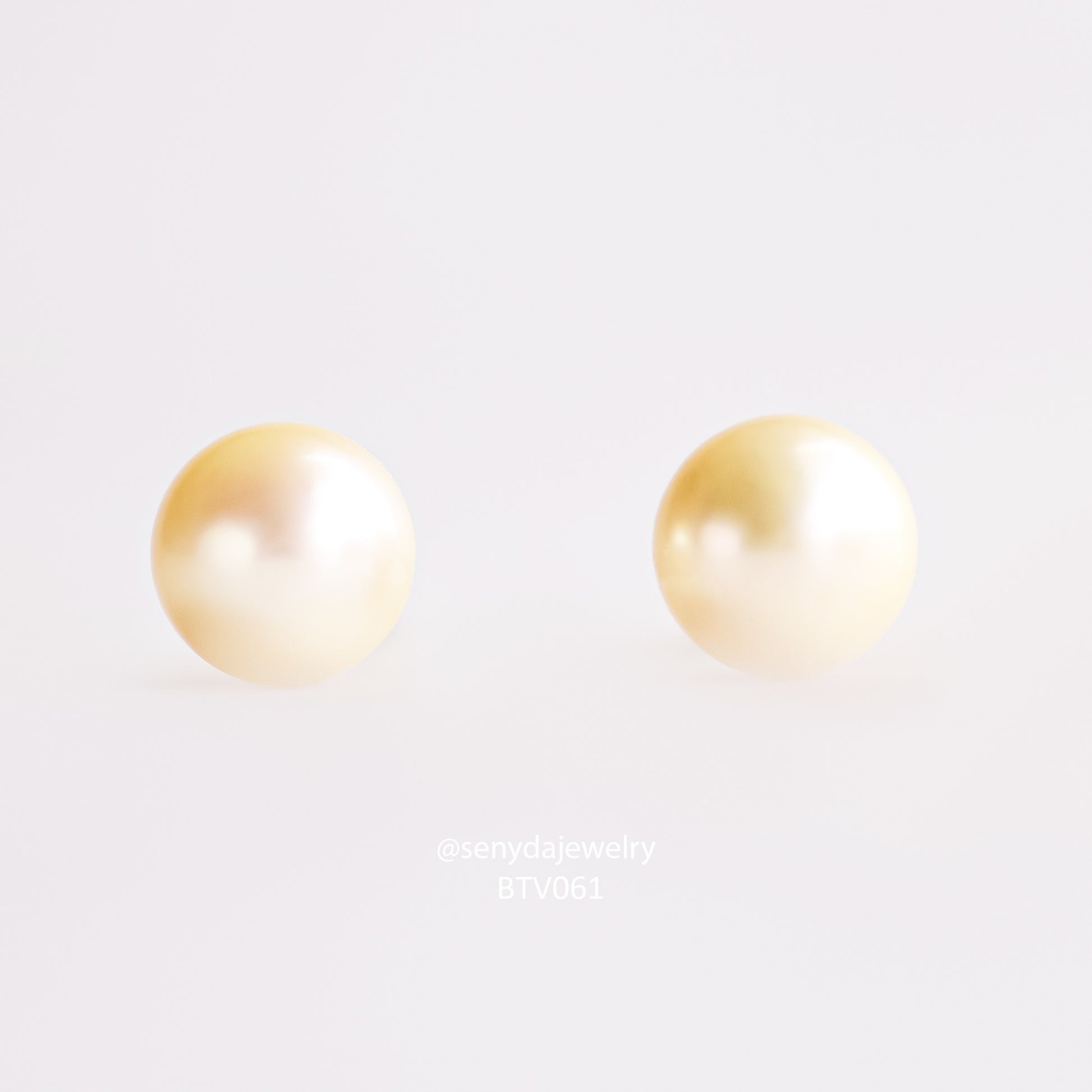 Senyda 10K Solid Gold Round - Shaped Natural Golden Pearl Stud Earrings