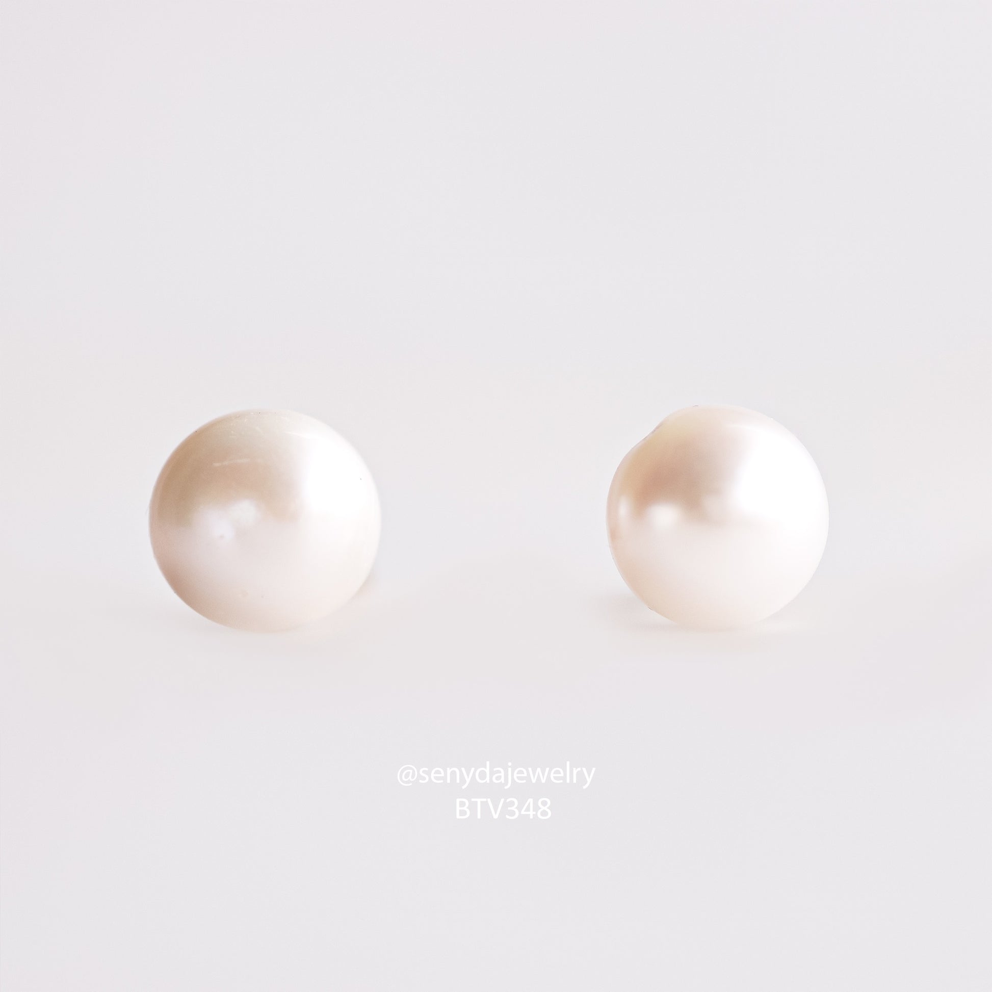 Senyda 15K Solid Gold 7mm Natural Freshwater Pearls Stud Earrings