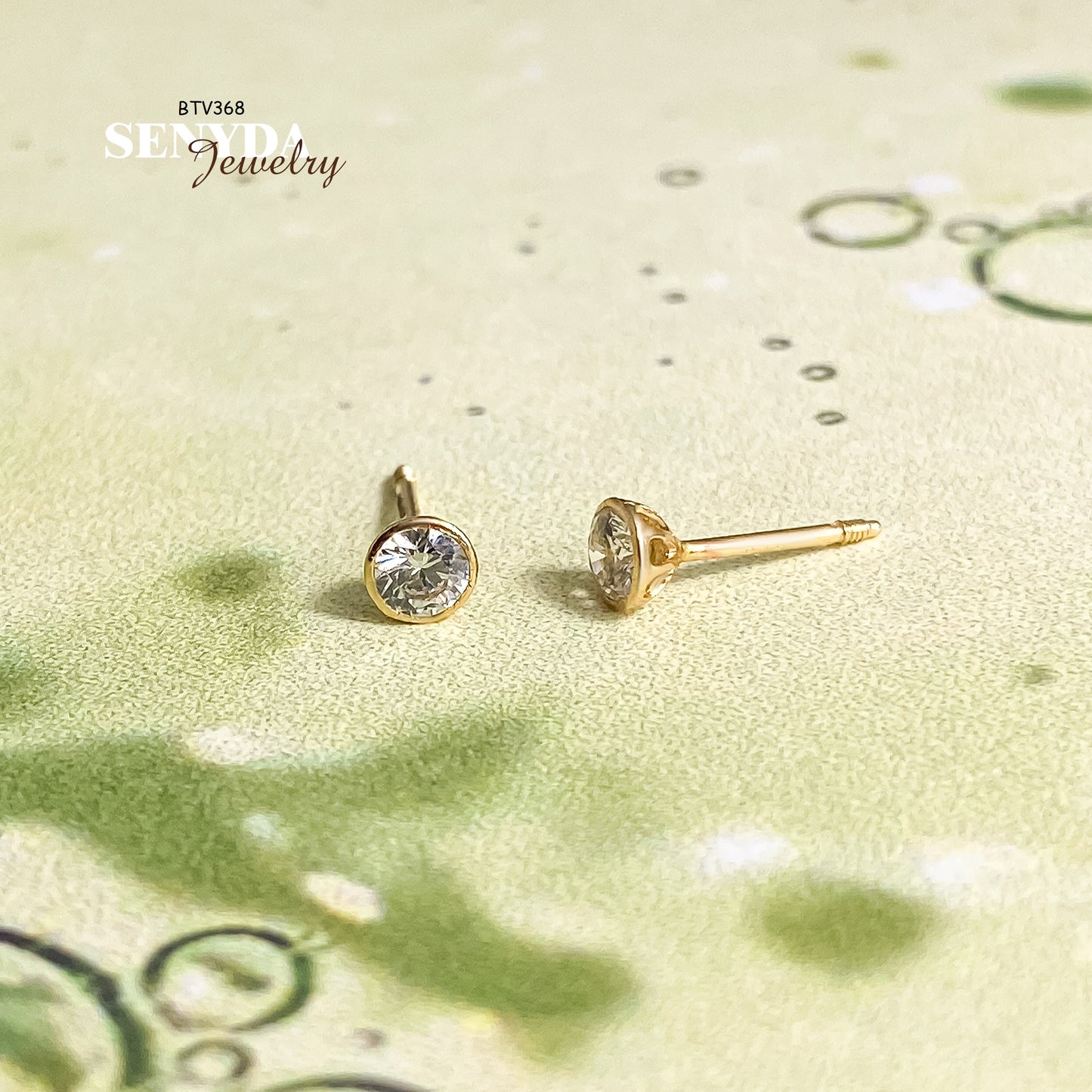 Senyda 14K Solid Gold Barbell Earrings