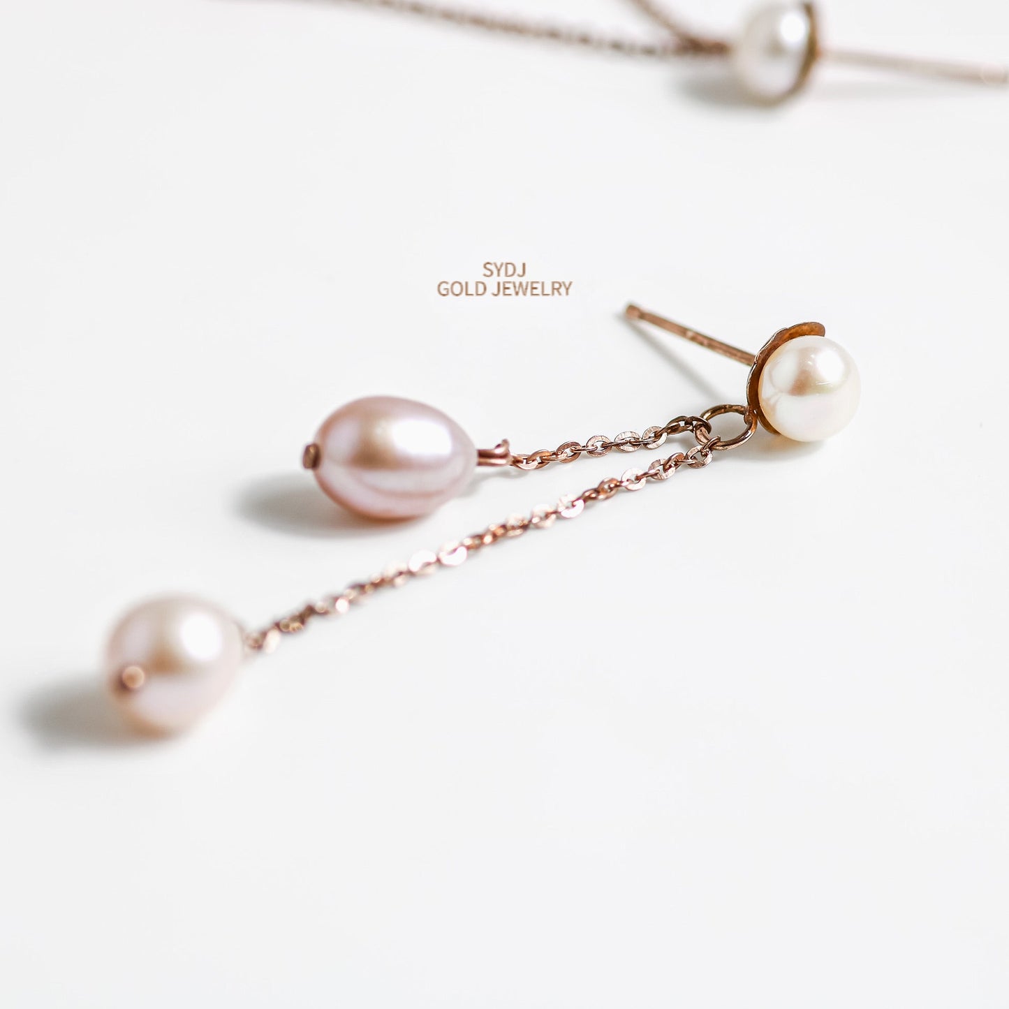 Senyda 10K Solid Gold Natural Pearl Drop Earrings