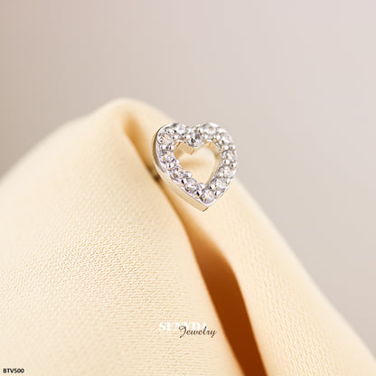 10K Solid Gold Heart Stud Earrings