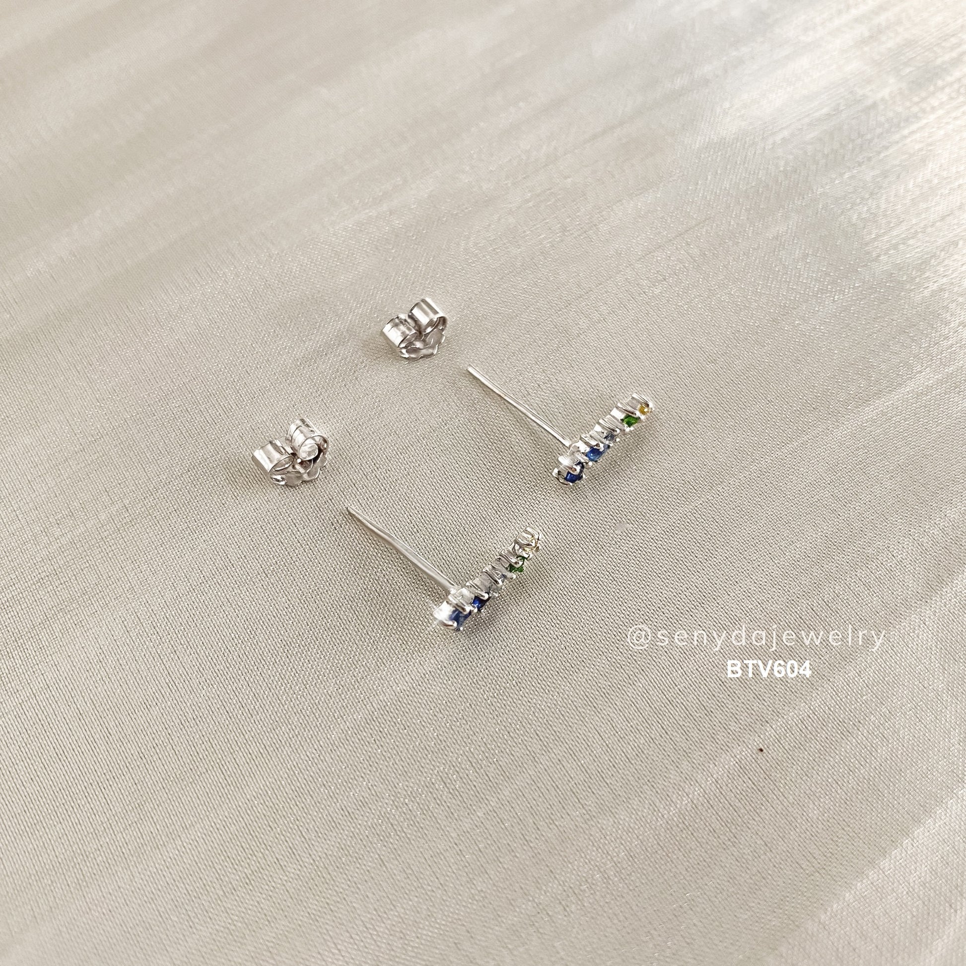 10K Solid Gold Colorful Sapphire Crawler Earrings