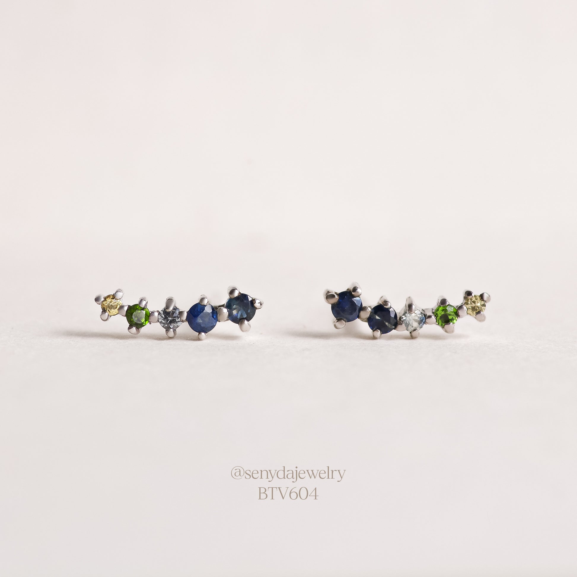 Senyda 10K Solid Gold Colorful Sapphire Crawler Earrings