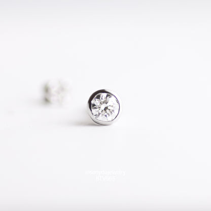 Senyda 10K Solid Gold 3.5mm Diamond Bezel Single Stud Earring