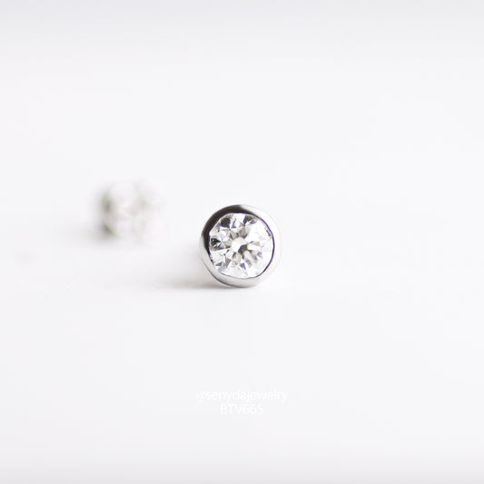 Senyda 10K Solid Gold 3.5mm Diamond Bezel Single Stud Earring