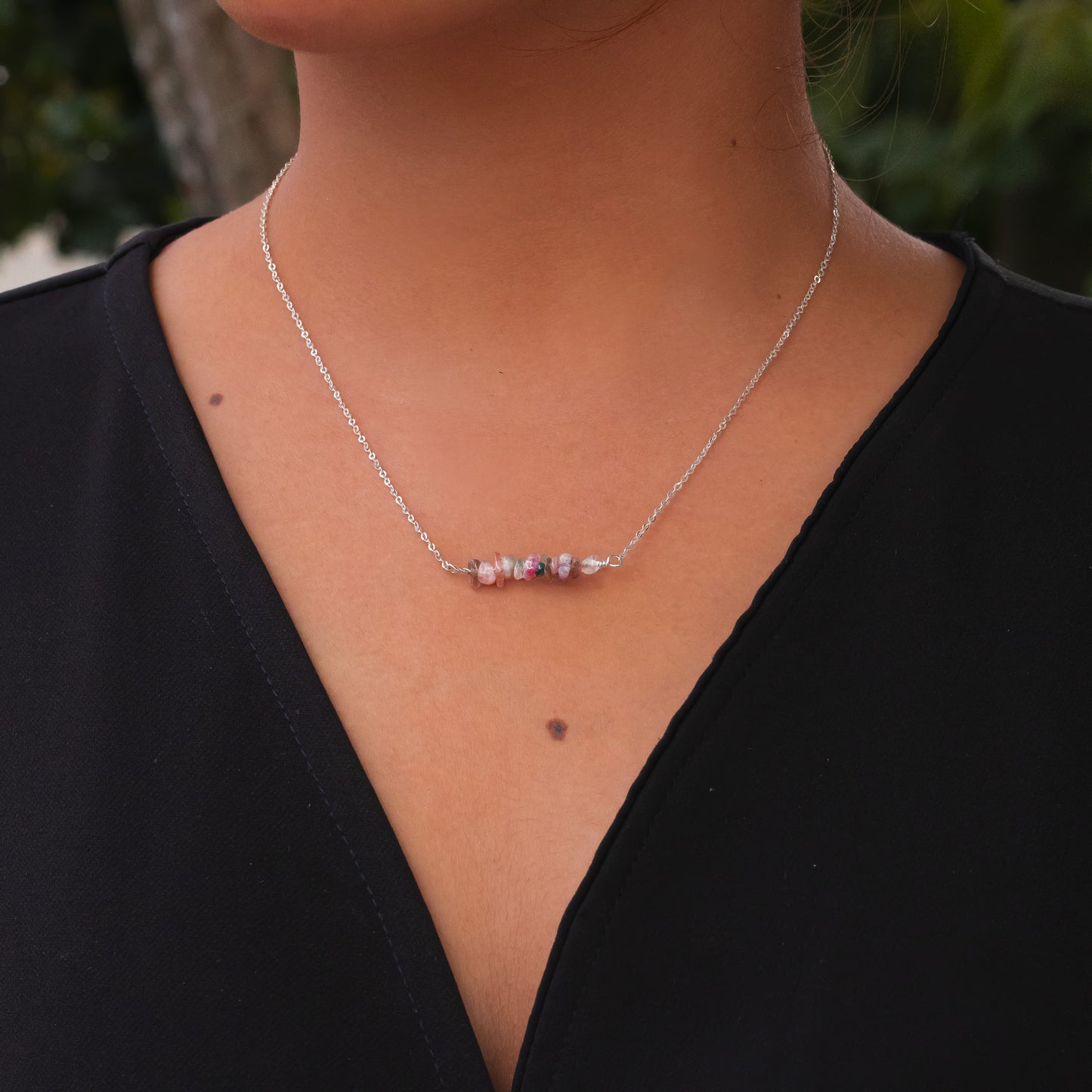 Sterling Silver 925 Natural Tourmaline Necklace