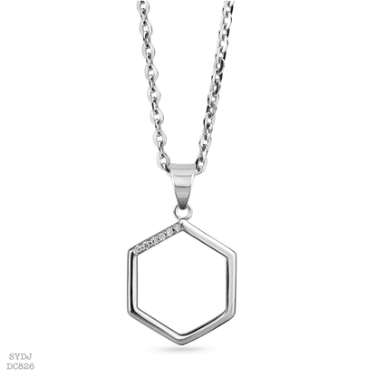 Sterling Silver 925 Hexagon Pedant Necklace