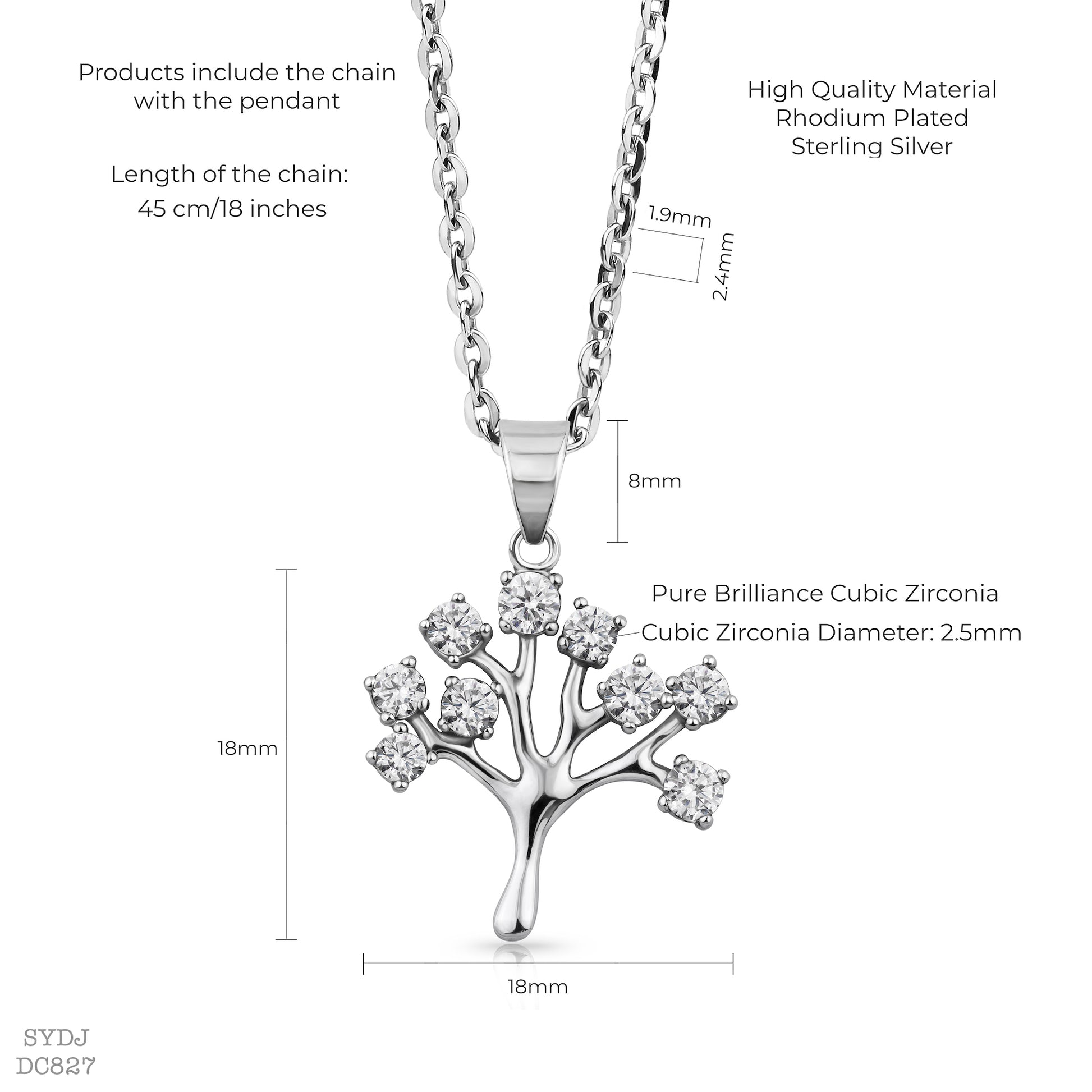 Sterling Silver 925 Tree of Life Pedant Necklace