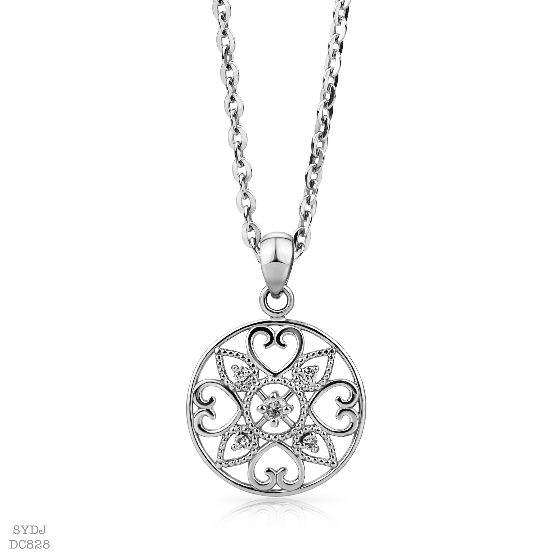 Sterling Silver 925 Heart Snowflake Pedant Necklace