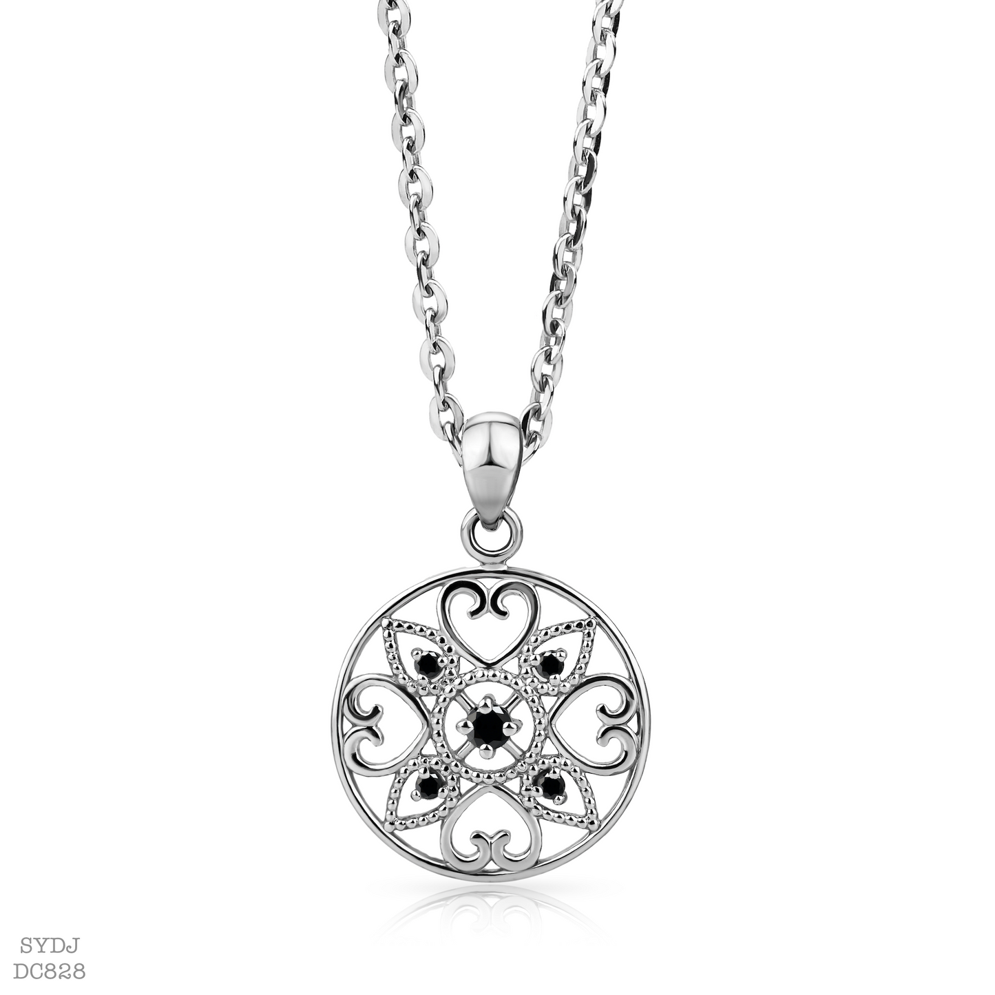 Sterling Silver 925 Heart Snowflake Pedant Necklace