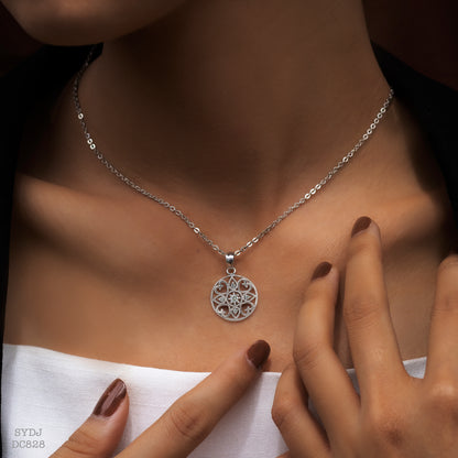 Sterling Silver 925 Heart Snowflake Pedant Necklace