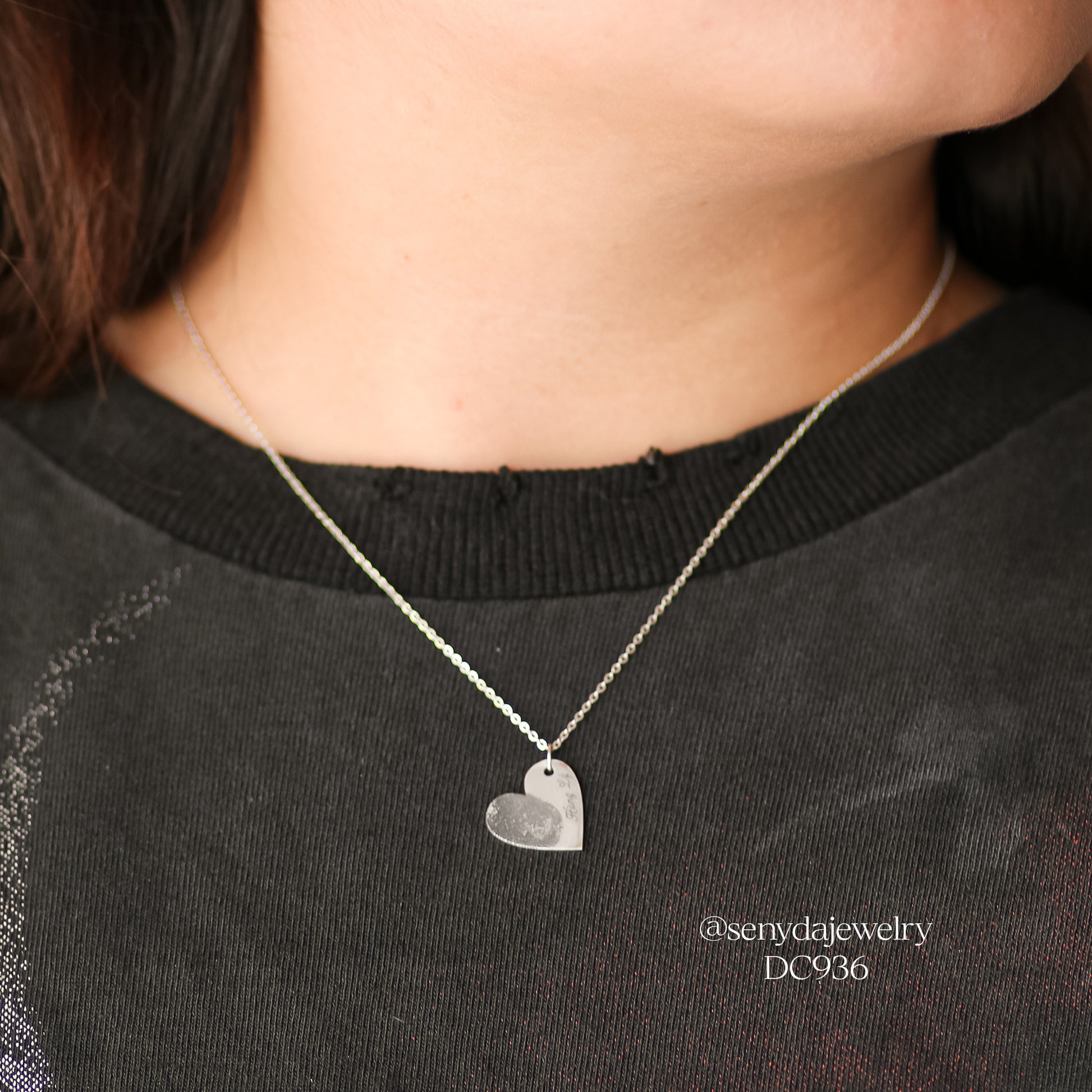 Sterling Silver 925 Custom Engraved Heart Pendant Necklace