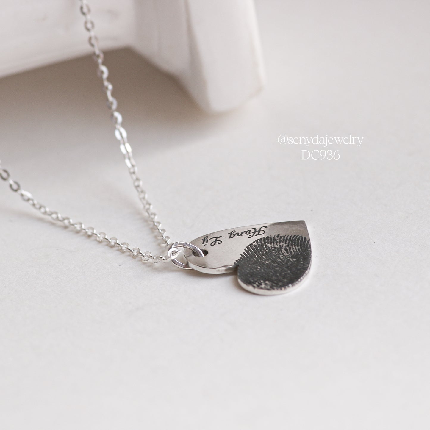 Sterling Silver 925 Custom Engraved Heart Pendant Necklace