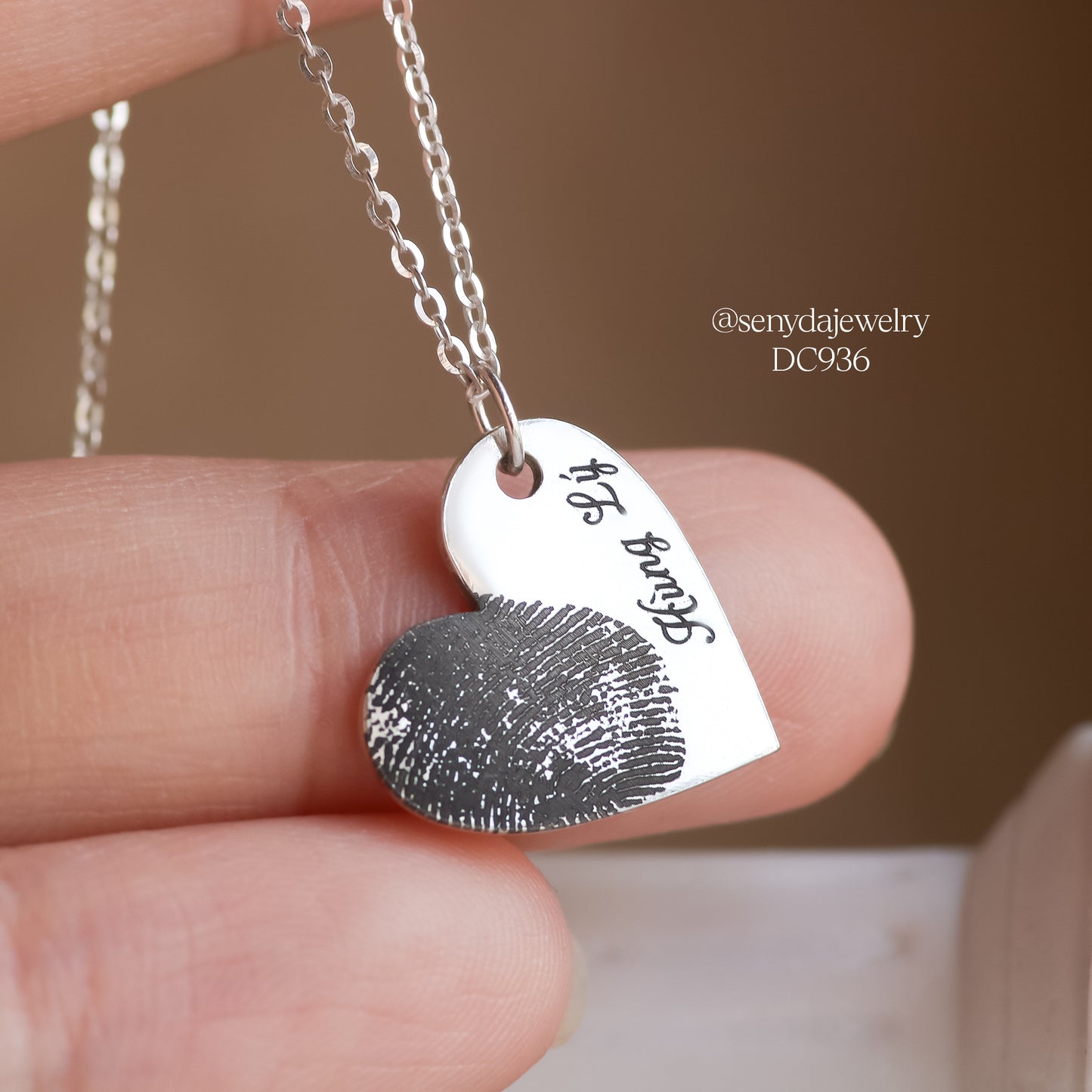 Sterling Silver 925 Custom Engraved Heart Pendant Necklace