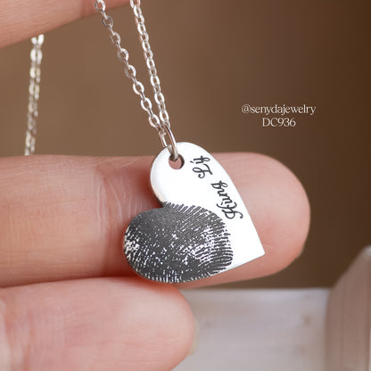 Custom Engraved Heart Necklace 10x10mm