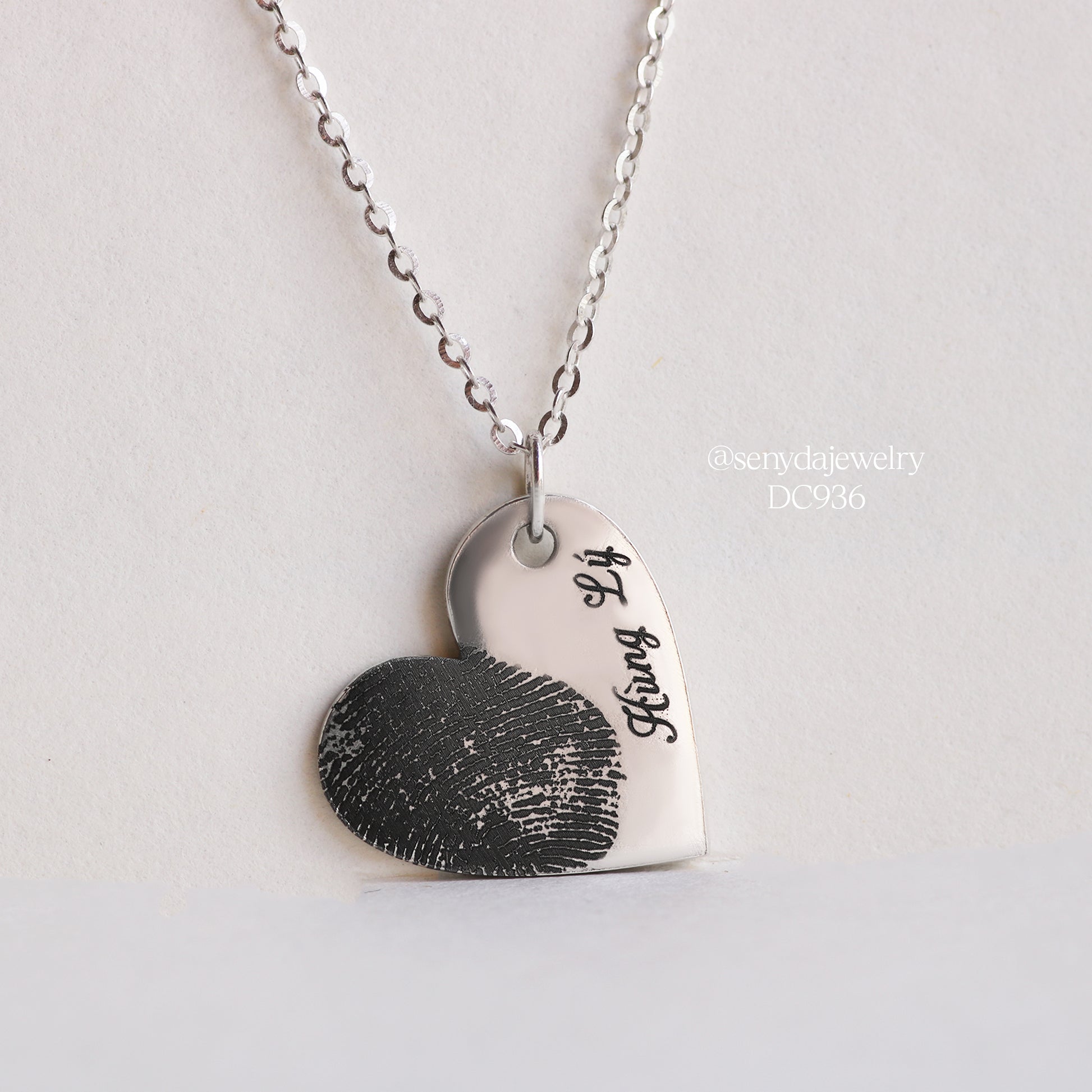 Sterling Silver 925 Custom Engraved Heart Pendant Necklace