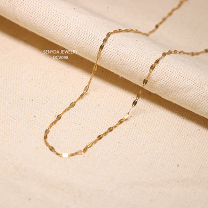 10K Solid Gold Sequin Chain Necklace