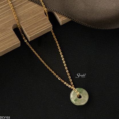 Senyda 10K Solid Gold Jade Donut Charm Necklace