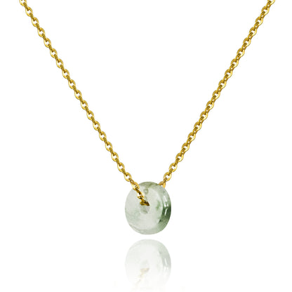 Senyda 10K Solid Gold Jade Donut Charm Necklace