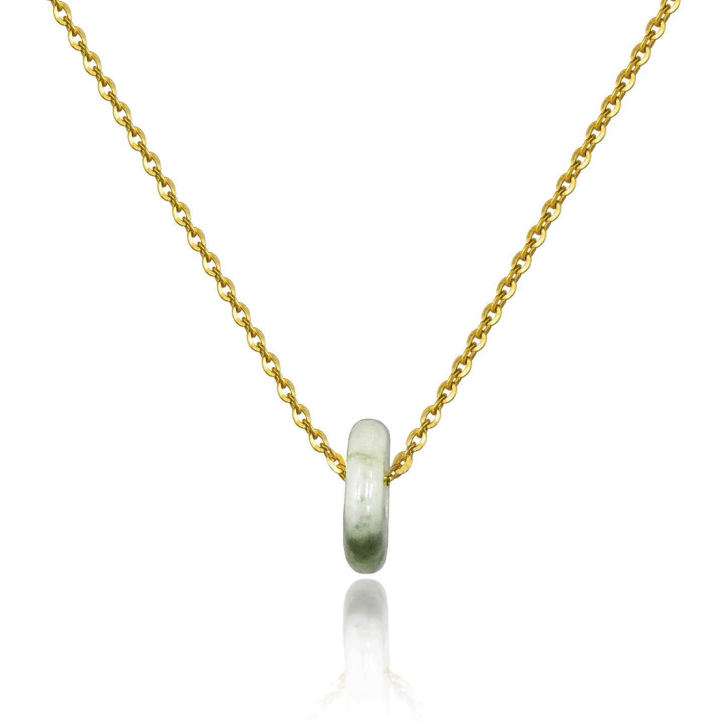 Senyda 10K Solid Gold Jade Donut Charm Necklace