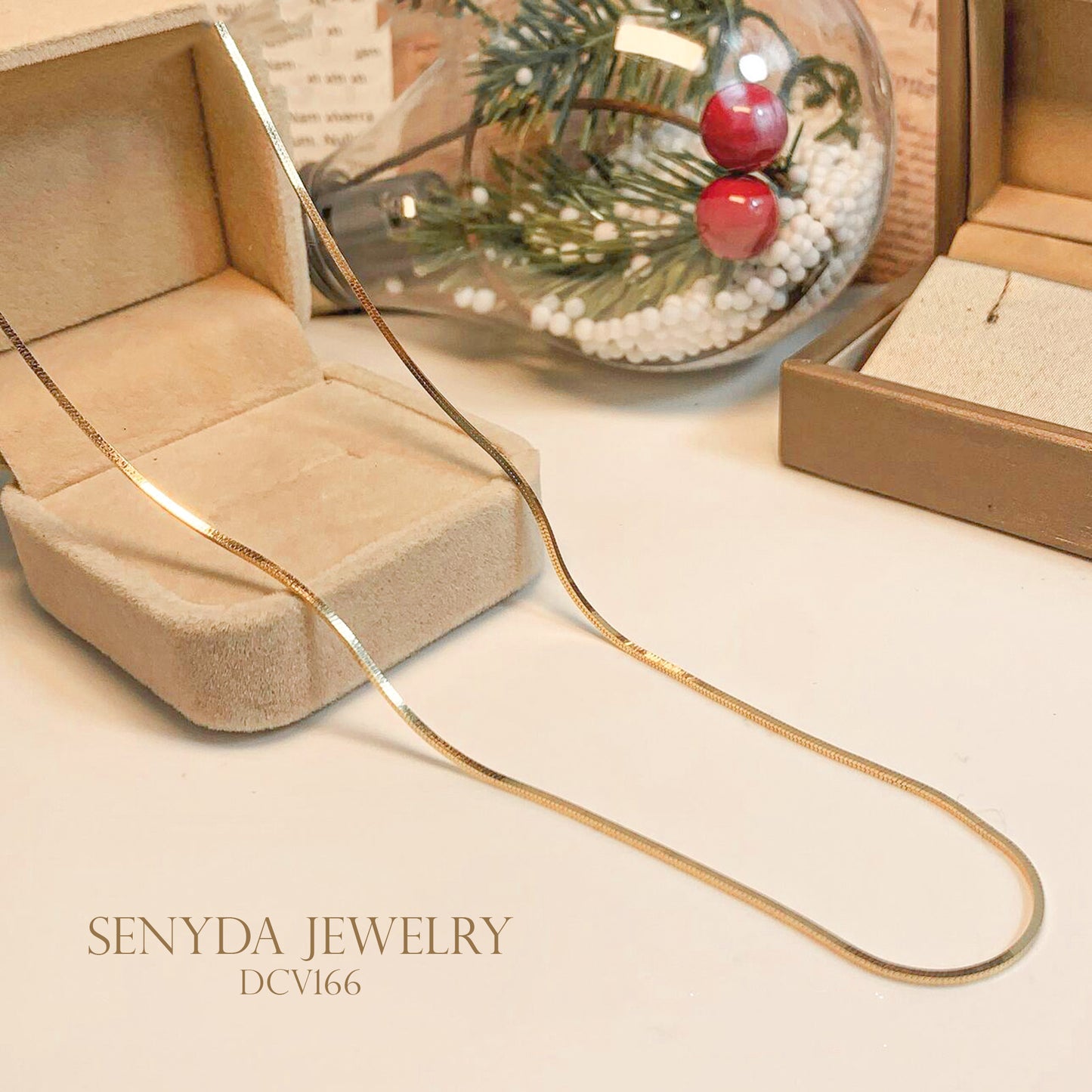 15K Solid Gold Square Snake Chain Necklace