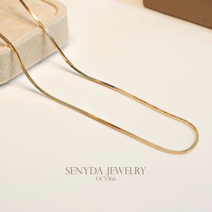 15K Solid Gold Square Snake Chain Necklace