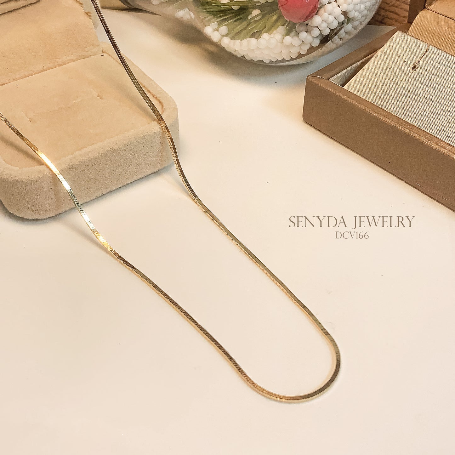 15K Solid Gold Square Snake Chain Necklace