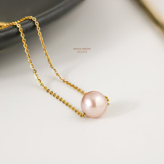 Senyda 10K Solid Gold Natural Pearl Charm Necklace