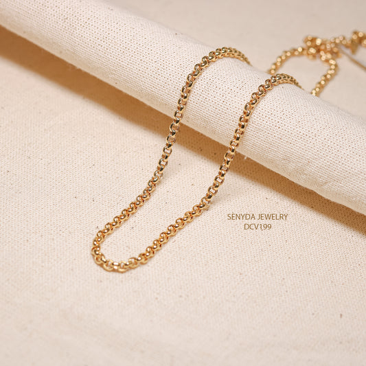 Senyda 15K Solid Gold Round Box Chain Necklace