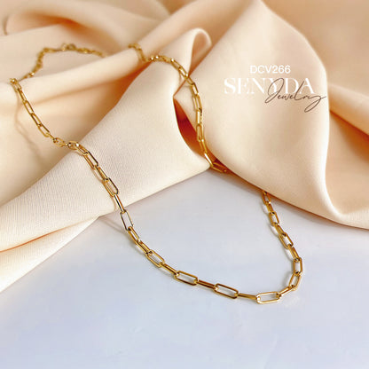 Senyda 14K Solid Gold Paperclip Chain Necklace