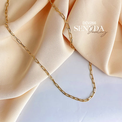 Senyda 14K Solid Gold Paperclip Chain Necklace