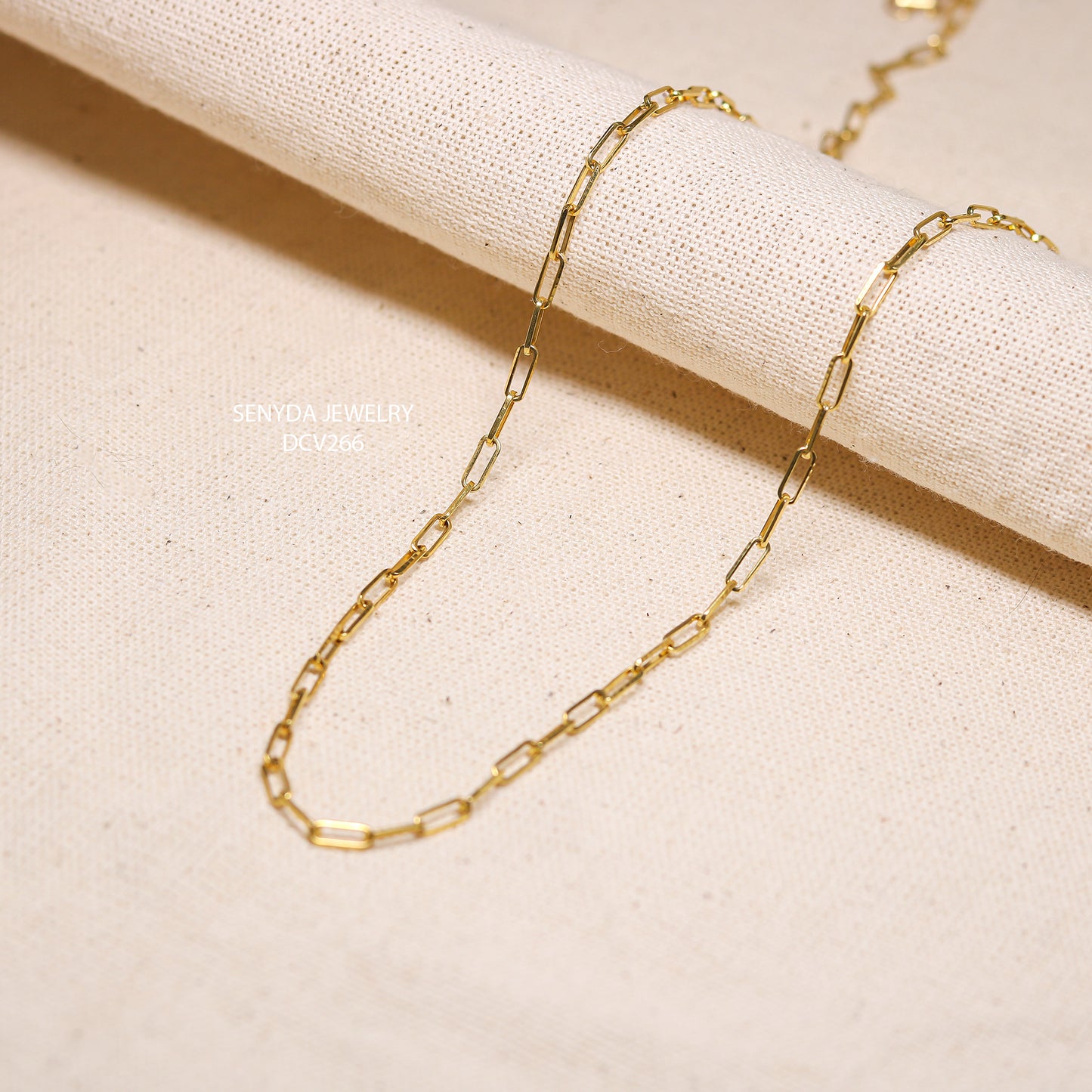 Senyda 14K Solid Gold Paperclip Chain Necklace