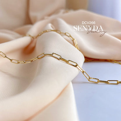 Senyda 14K Solid Gold Paperclip Chain Necklace