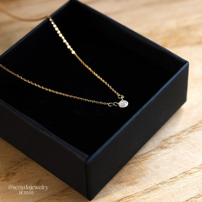 Senyda 10K Solid Gold Minimalist Diamond Necklace