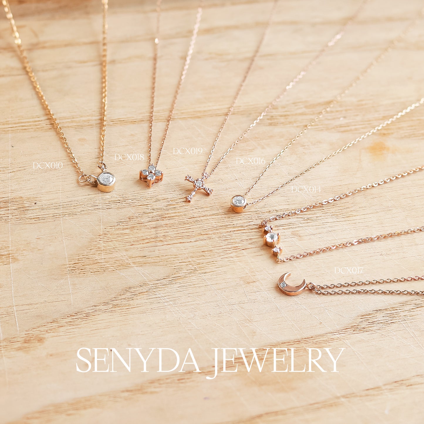 Senyda 10K Solid Gold Minimalist Diamond Necklace