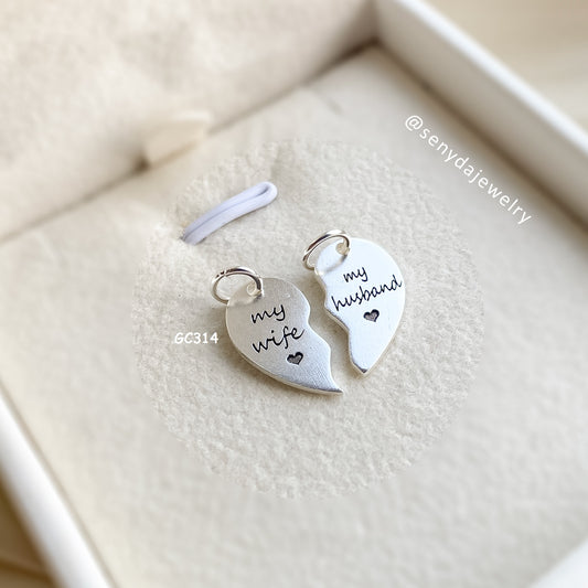 Personalized Engraved Two Piece Broken Heart Necklace