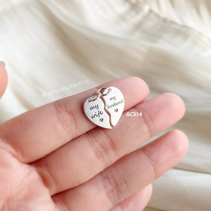 Personalized Engraved Two Piece Broken Heart Necklace