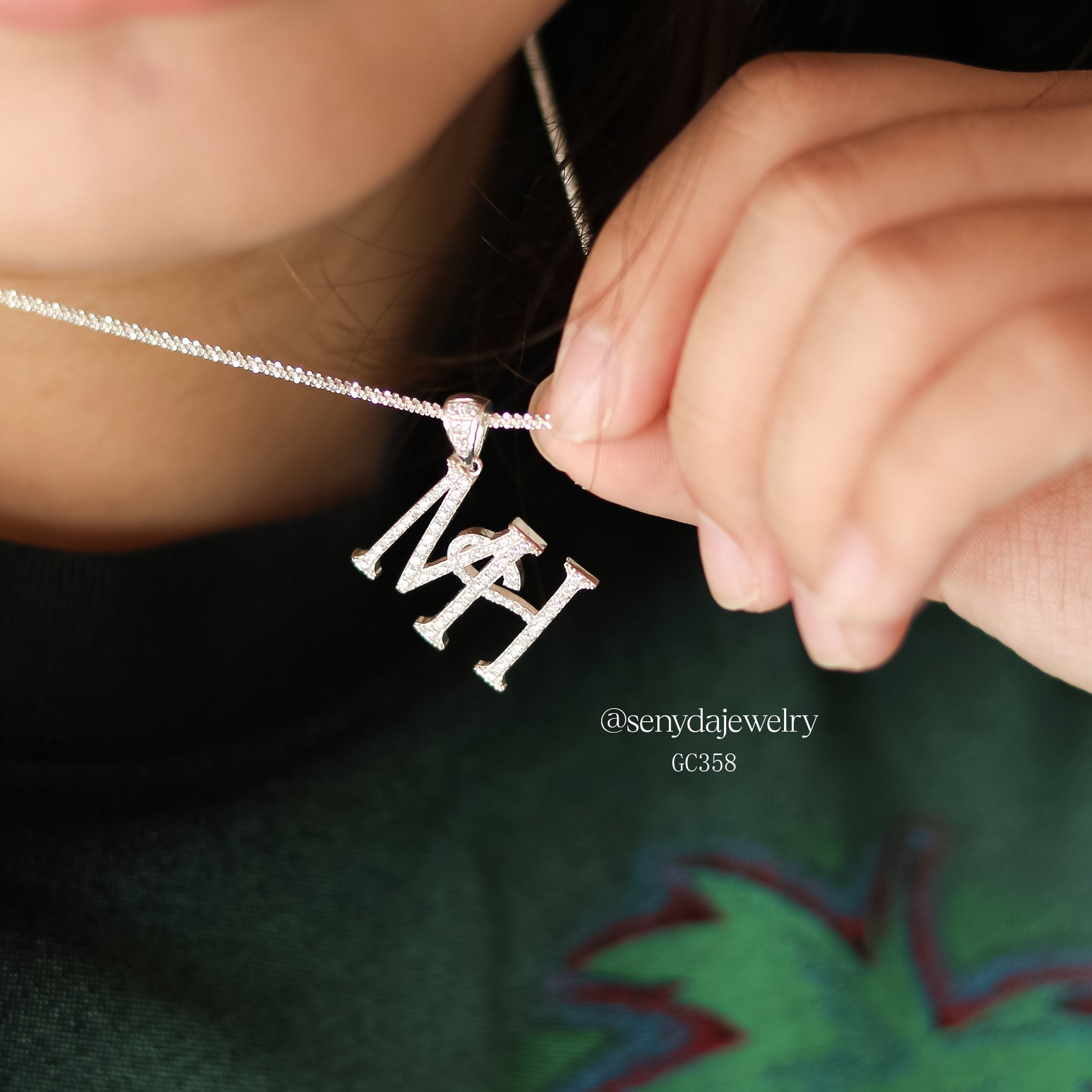 Pave Interlocking Initials Necklace