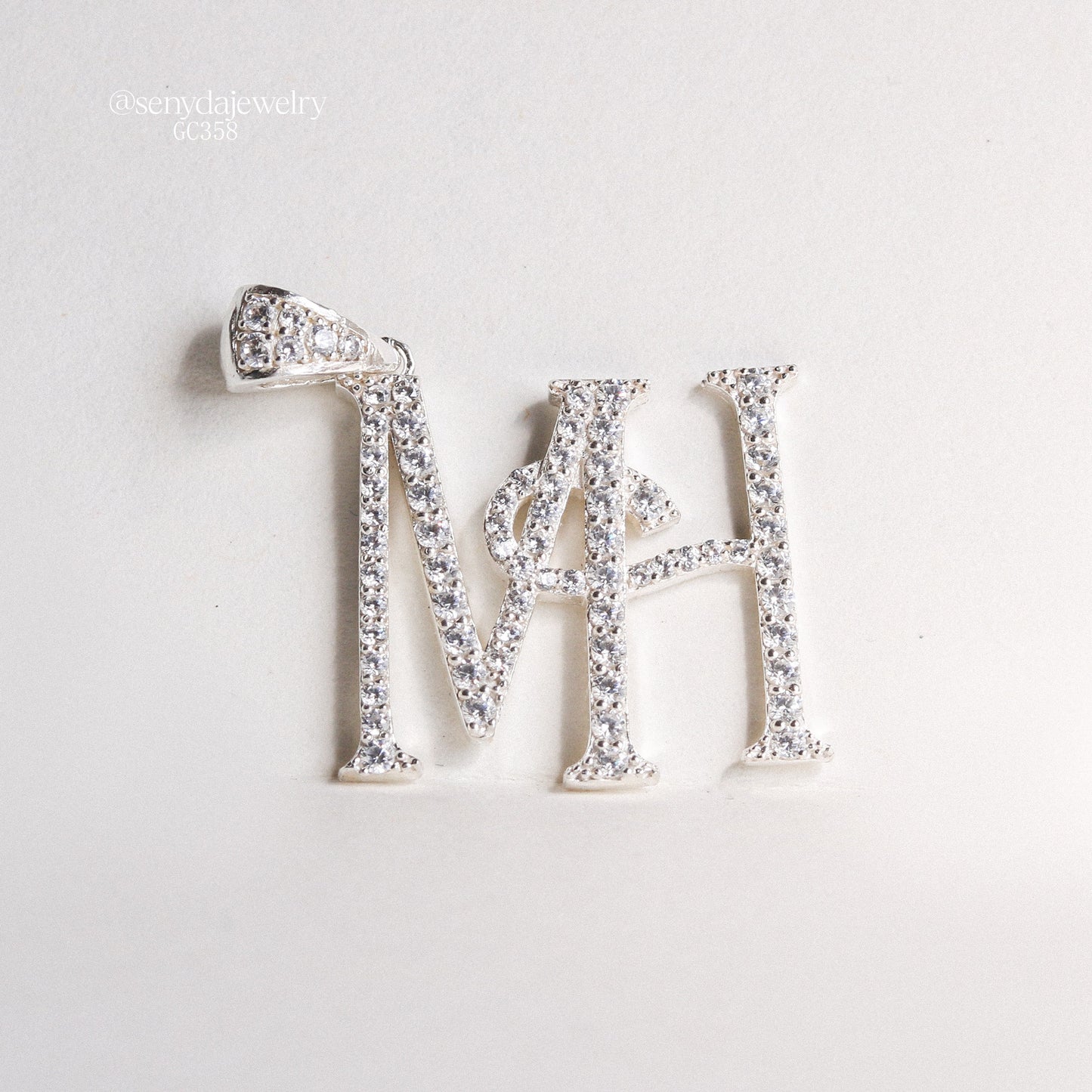 Pave Interlocking Initials Necklace