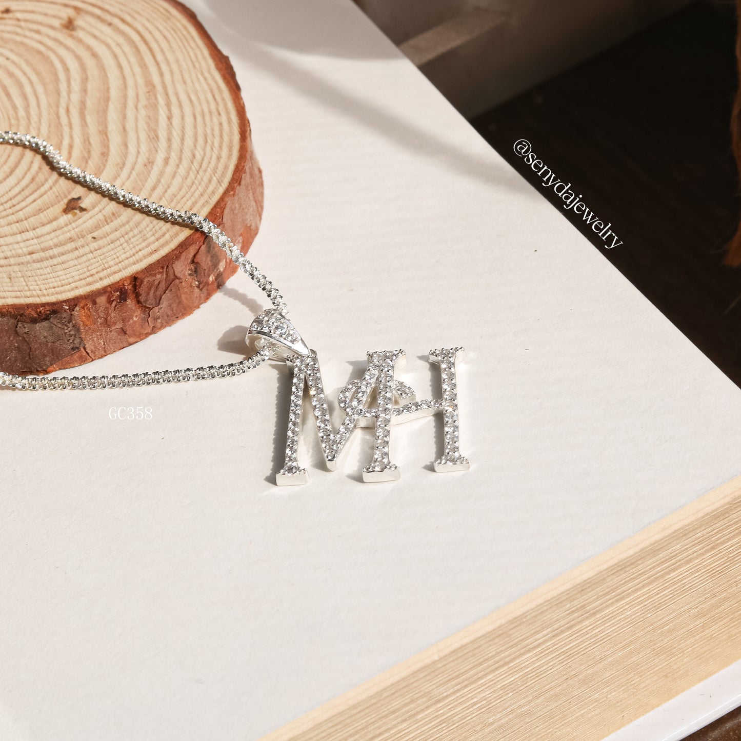 Pave Interlocking Initials Necklace