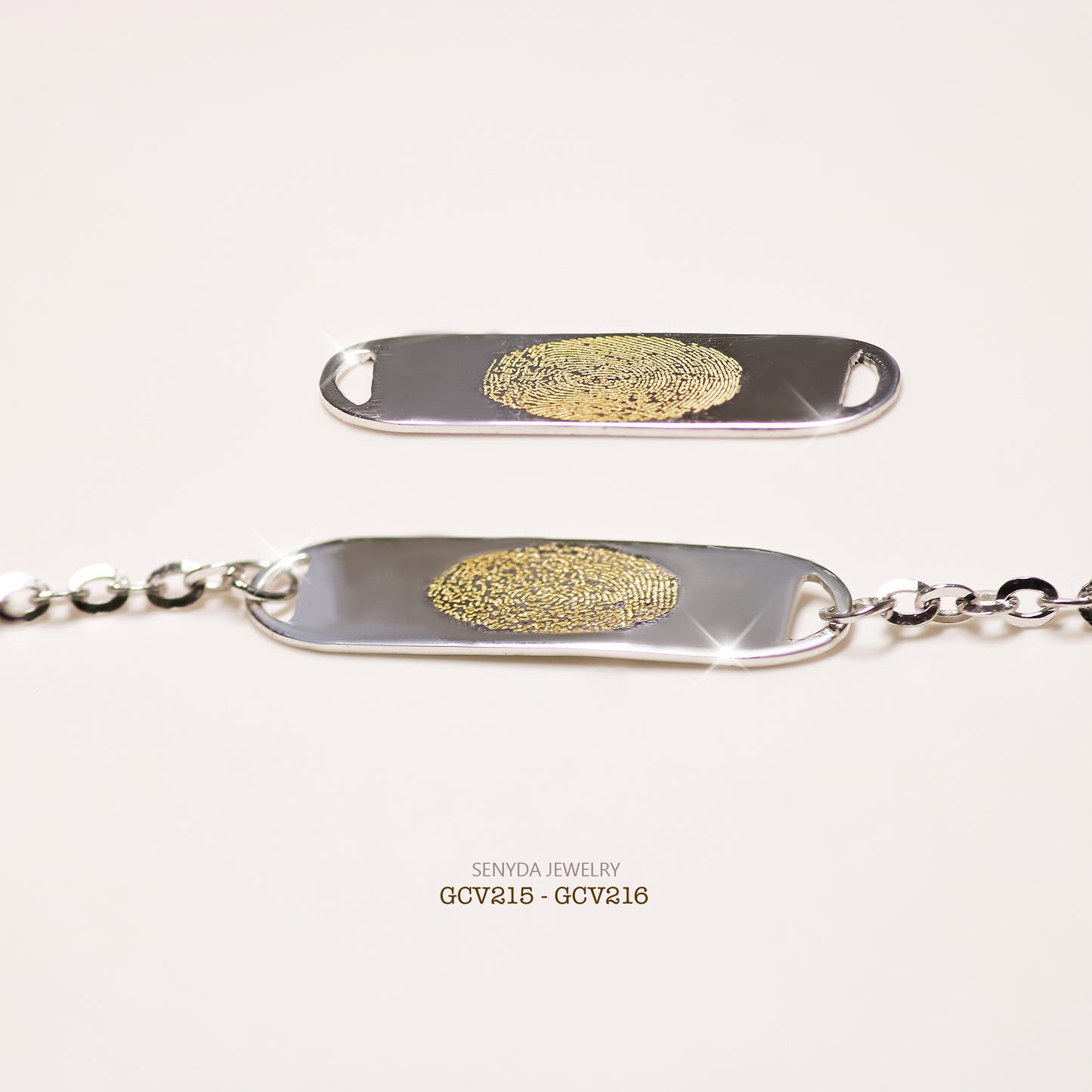 Senyda 18K Gold Custom Engraved Name/Fingerprint In Rectangular Face Bracelet