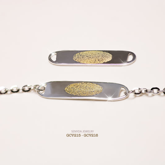 Senyda 18K Gold Custom Engraved Name/Fingerprint In Rectangular Face Bracelet