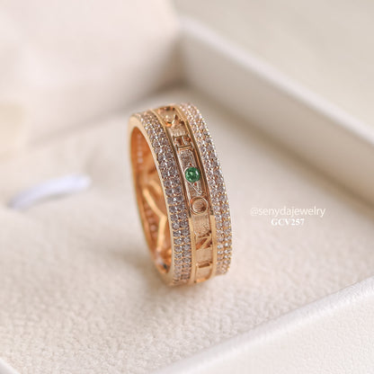 Custom Raised Name Ring With Three Multicolor Stones