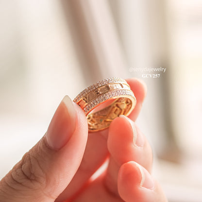 Custom Raised Name Ring With Three Multicolor Stones