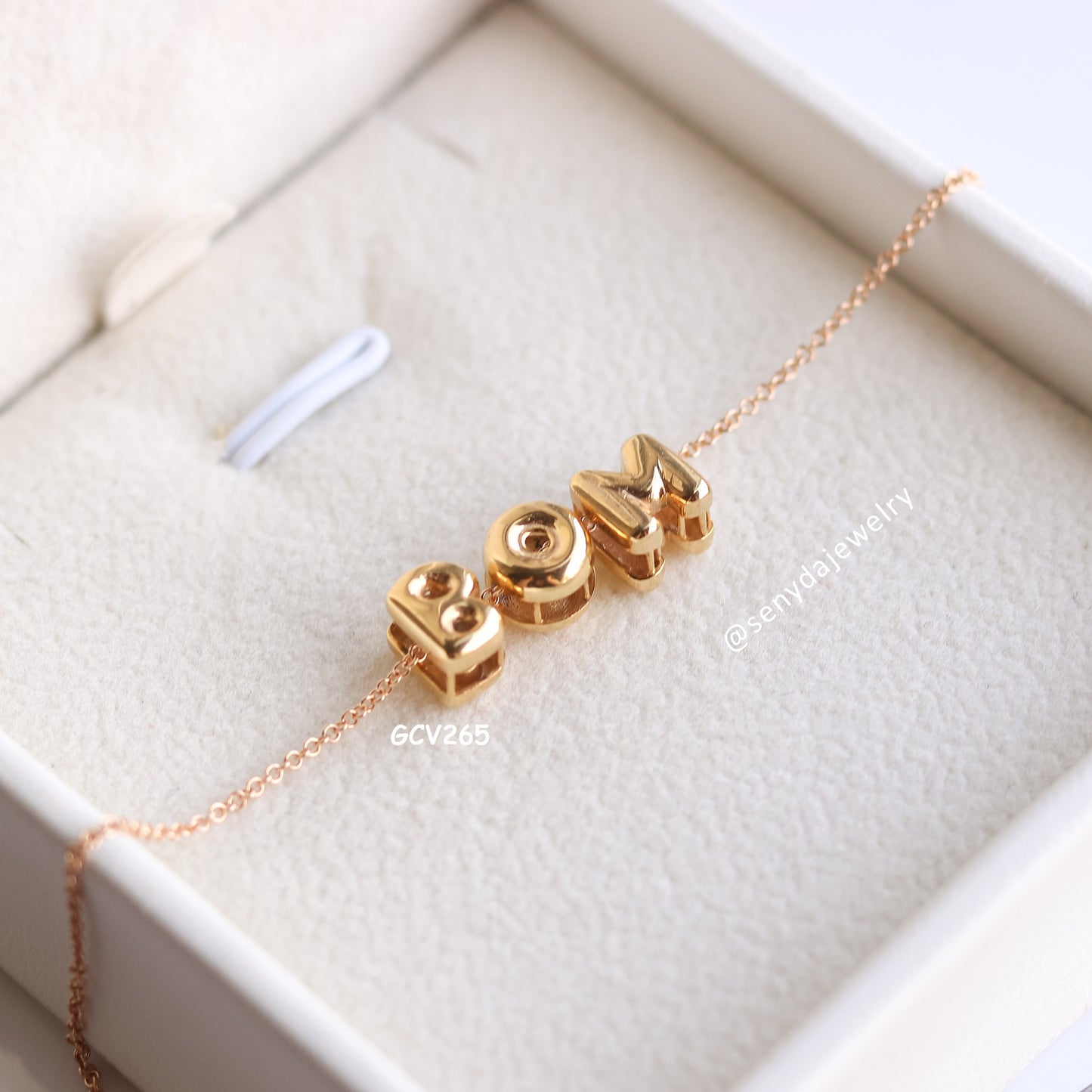 Senyda Custom Bubble Letters Nameplate Gold Necklace - Pendant With Dainty Chain